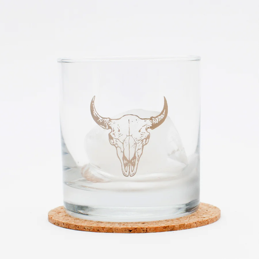 $13.99 BUFFALO SKULL ROCKS GLASS