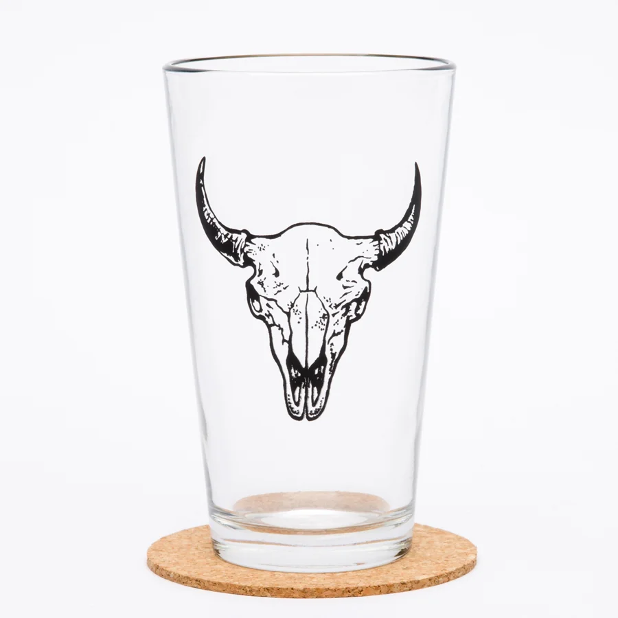 $11.99 BUFFALO SKULL PINT GLASS