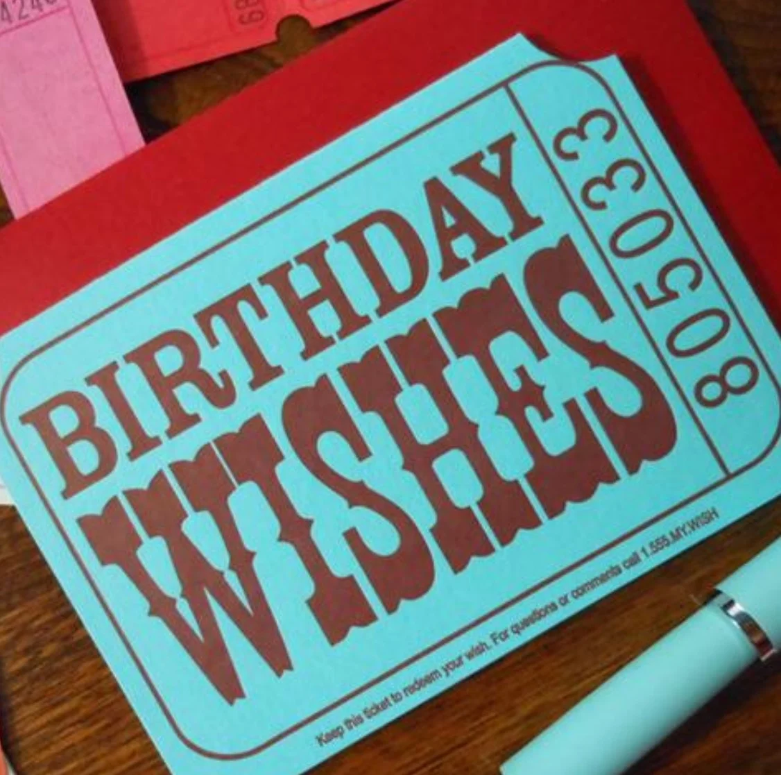 BIRTHDAY WISHES TICKET CARD — Local Notables Gift Shop