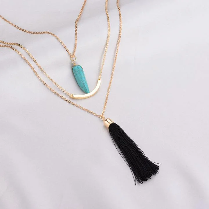 GOLD TURQUOISE WITH BLACK TASSEL NECKLACE 2.jpg