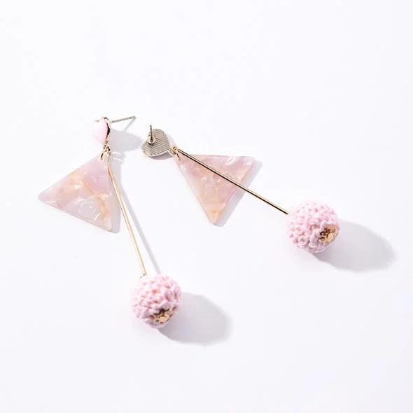 PINK CELLULOID TRAINGLE HEART EARRINGS 1.jpg