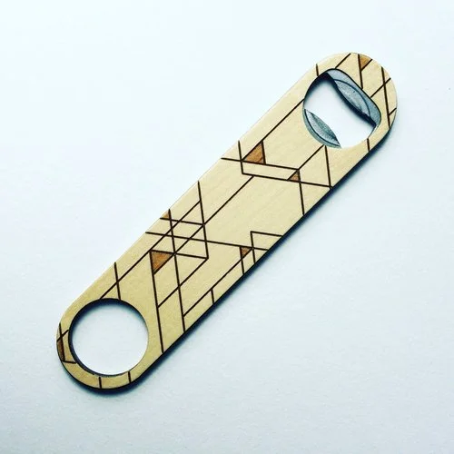 $27.99 PYRAMIDS WOOD & STEEL BOTTLE OPENER