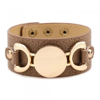 $15.99 TAN LEATHER & GOLD CUFF ACCENT BRACELET