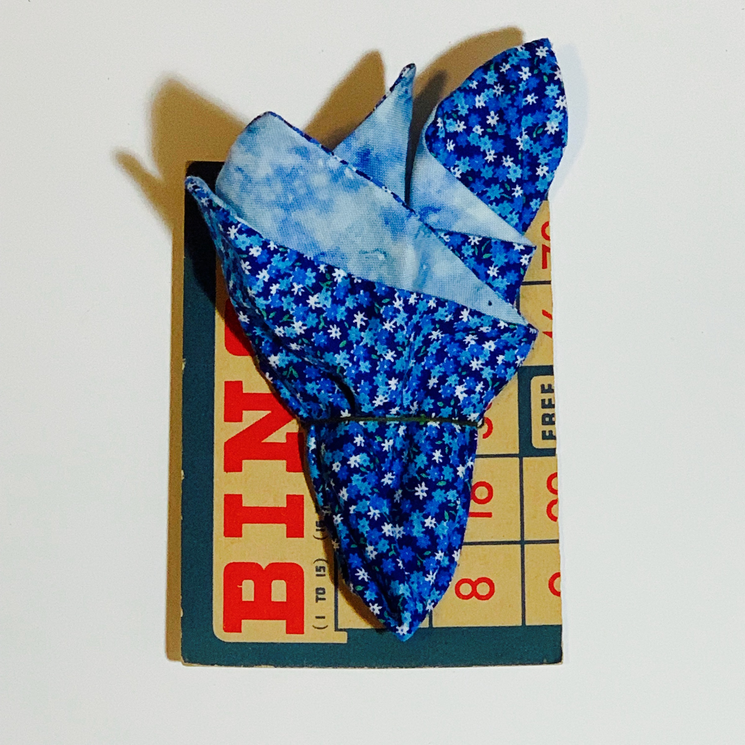 $23.99 FLORAL BLUE VINTAGE HANDMADE POCKET SQUARE