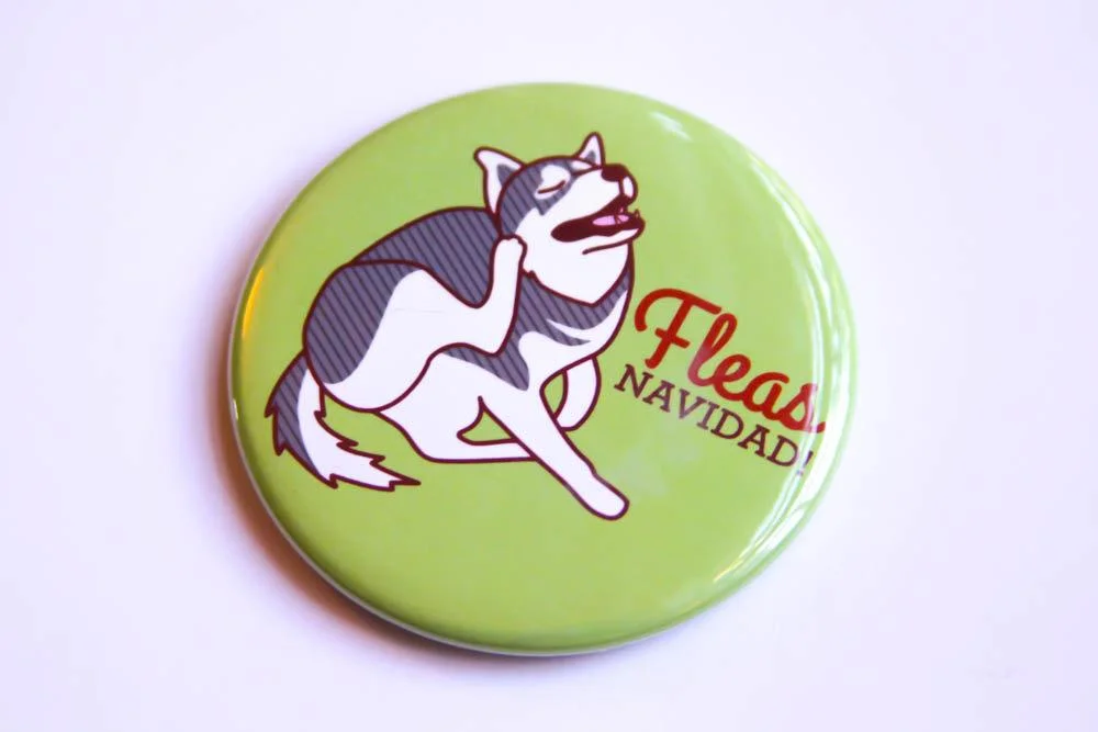 FLEAS NAVIDAD HUSKY DOG CHRISTMAS MAGNET