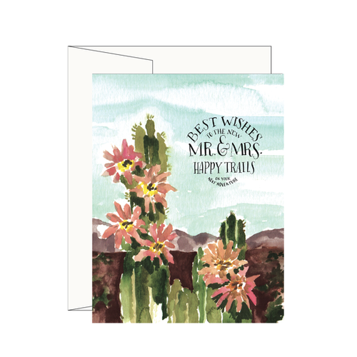 $6.99 HAPPY TRAILS CACTUS MR. AND MRS. WEDDING CARD