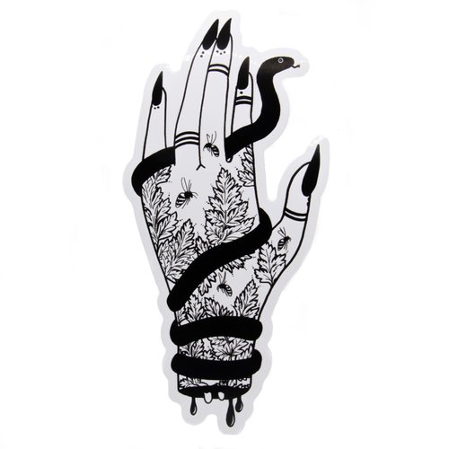 $6.99 WICKED HAND WITH SNAKE AND HEMLOCK STICKER