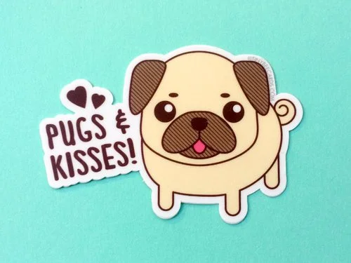 $2.99 PUGS & KISSES STICKER