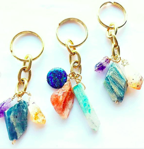 $19.99 GEMSTONE CRYSTAL KEYCHAIN -- LAPIS, RED SUNSTONE, TURQUOISE CRYSTAL