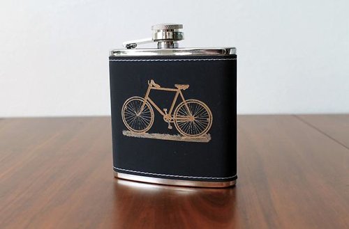 $21.99 LASER ETCHED VEGAN LEATHER BIKE FLASK