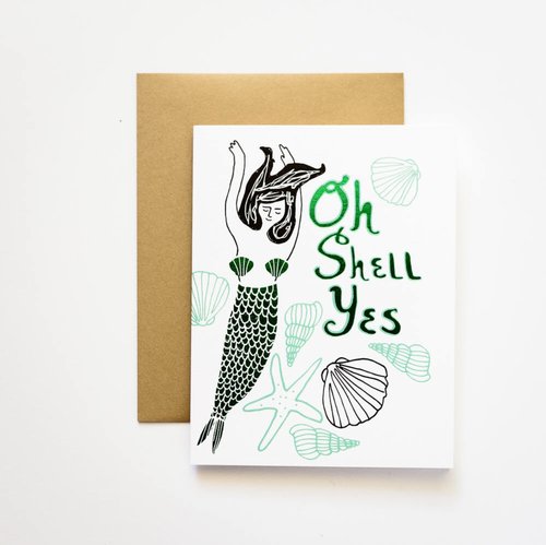 $5.99 OH SHELL YES FOIL MERMAID CARD