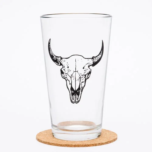 $11.99 BUFFALO SKULL PINT GLASS