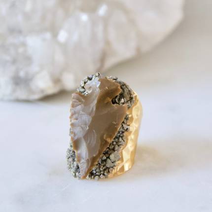 $29.99 ARROWHEAD AND PYRITE CUFF RING