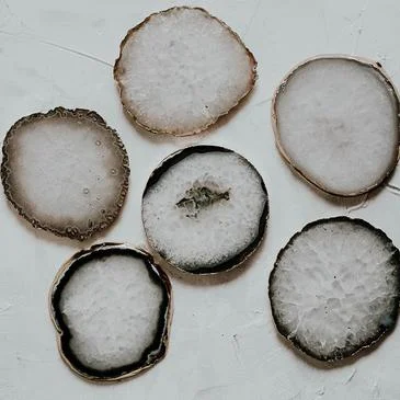 $19.99 WHITE AGATE COASTER WITH GOLD TRIM