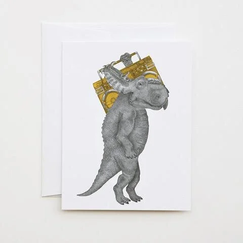 DINOSAUR CARRYING A BOOMBOX CARD
