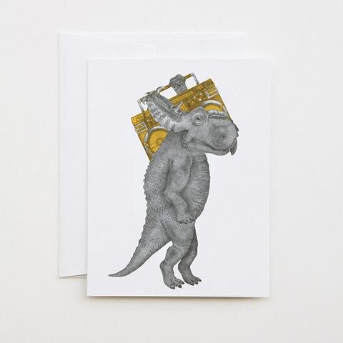 $5.99 DINOSAUR CARRYING A BOOMBOX GREETING CARD