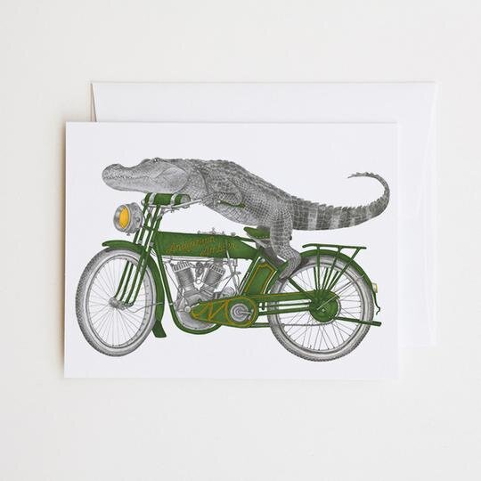 $5.99 ALLIGATOR RIDING A MOTORCYCLE GREETING CARD