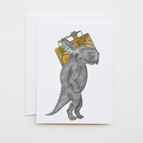 $6.99 DINOSAUR CARRYING A BOOMBOX GREETING CARD