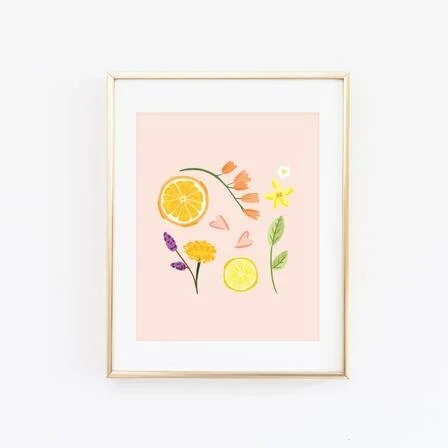 CITRUS AND FLOWERS ART PRINT