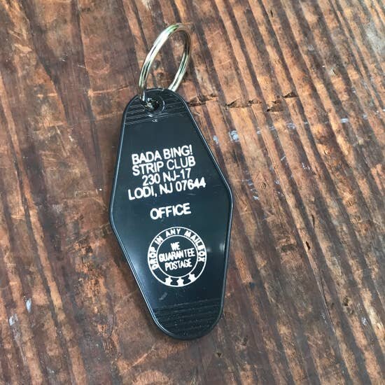 BADA BING! THE SOPRANOS MOTEL KEY TAG KEYCHAIN