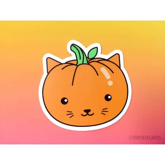CAT PUMPKIN STICKER