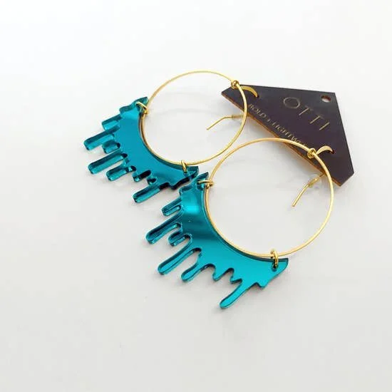 TEAL SLIME HOOP EARRINGS