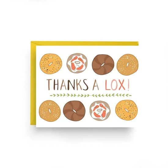 THANKS A LOX BAGEL THANK YOU CARD