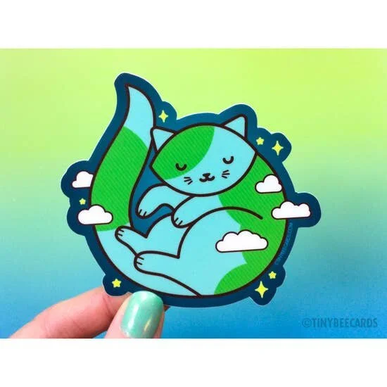 EARTH CAT PURR-TH STICKER