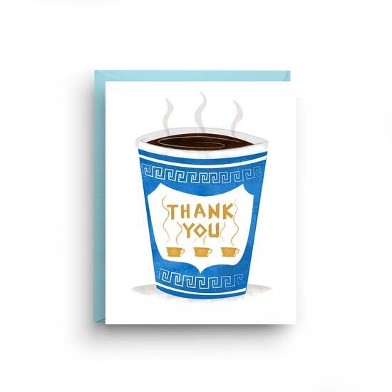 $6.99 GREEK COFFEE CUP THANK YOU CARD