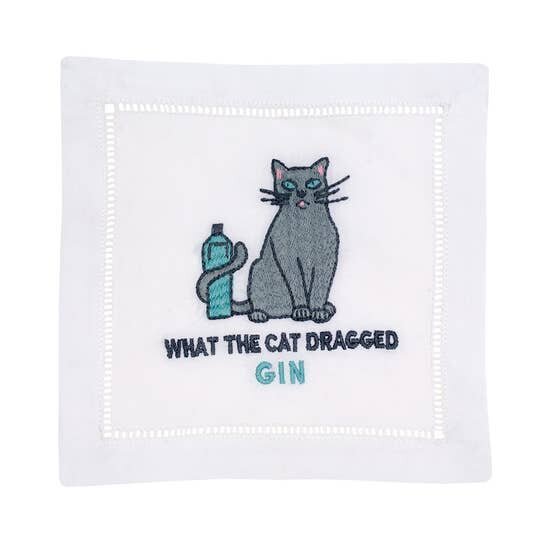 $39.99 WHAT THE CAT DRAGGED GIN COCKTAIL NAPKIN SET