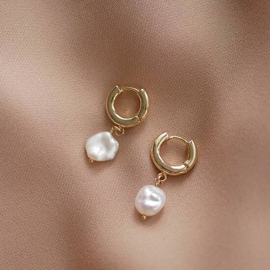 $47.99 PEARL HUGGIES EARRINGS