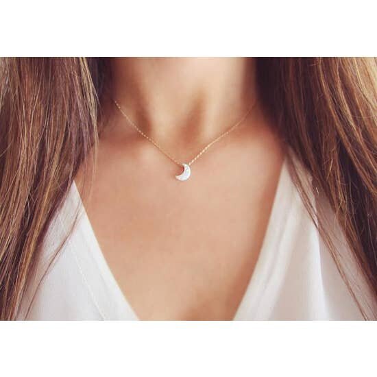 $45.99 OPAL CRESCENT MOON NECKLACE