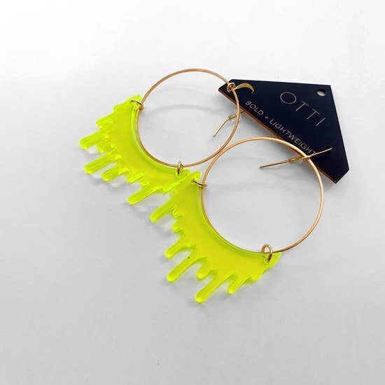 $45.99 FLUORESCENT LIME GREEN SLIME HOOP EARRINGS