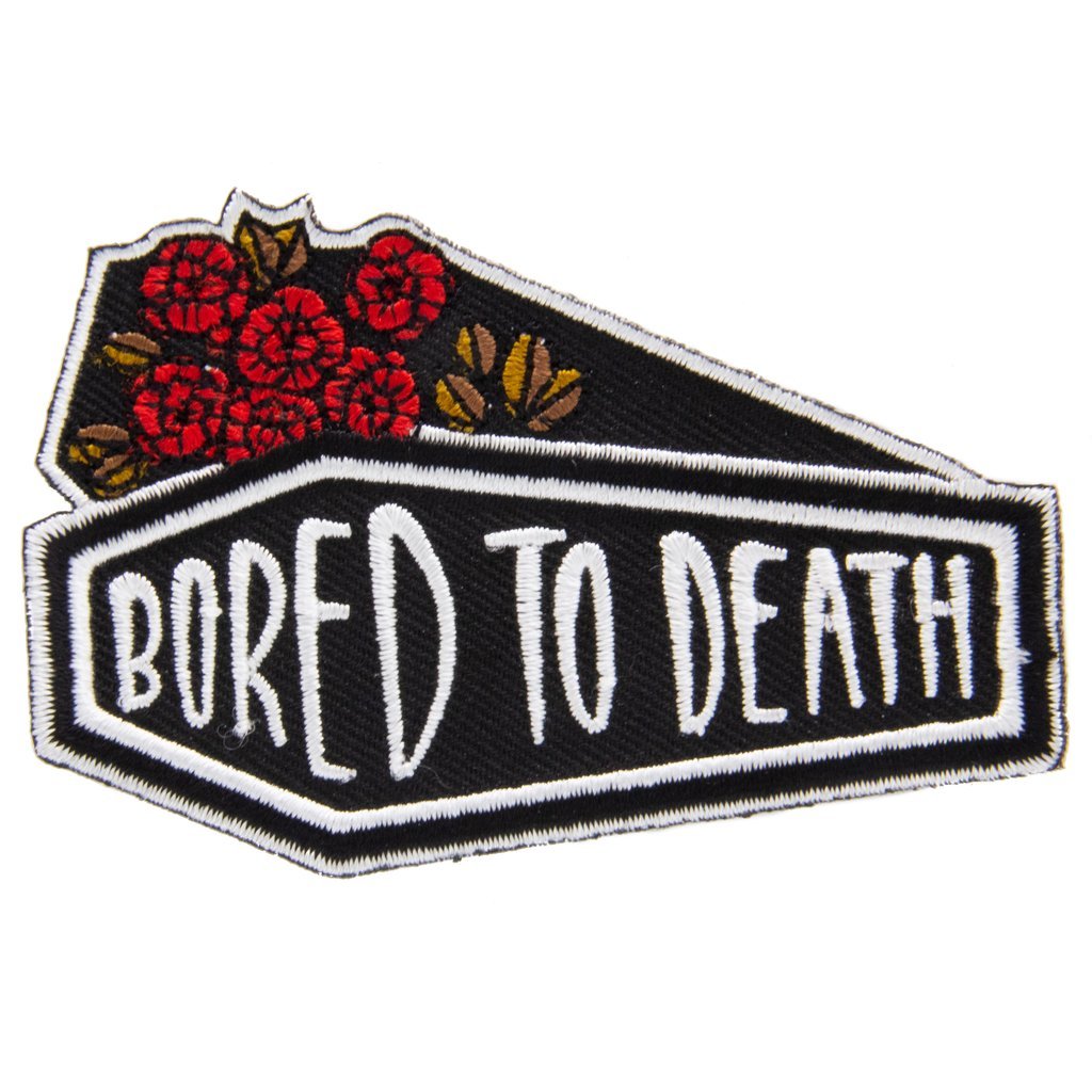 $11.99 BORED TO DEATH COFFIN AND ROSES PATCH