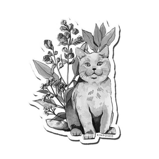 $4.99 BLACK AND WHITE CAT STICKER