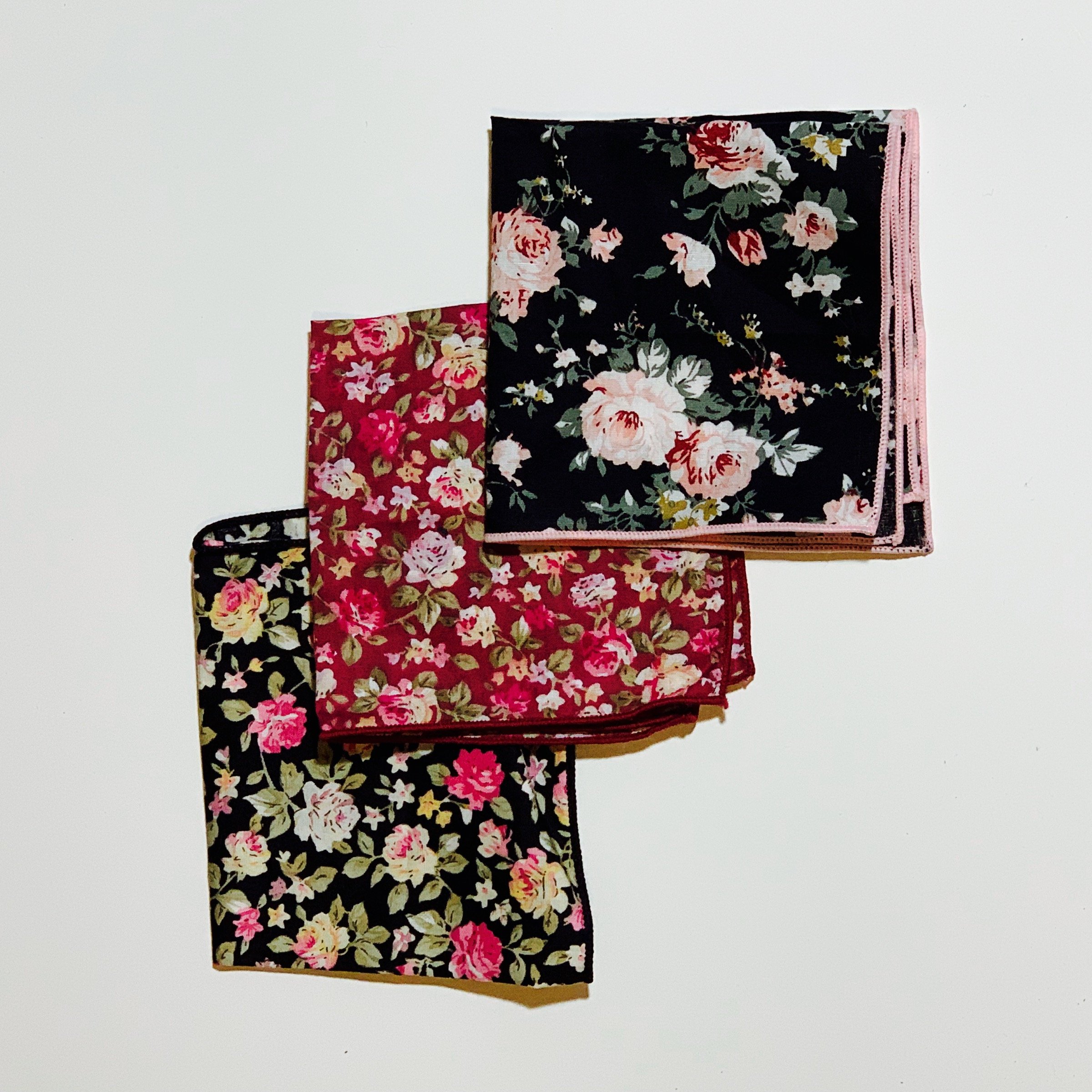 $31.99 FLORAL HANDMADE POCKET SQUARE 3-PACK