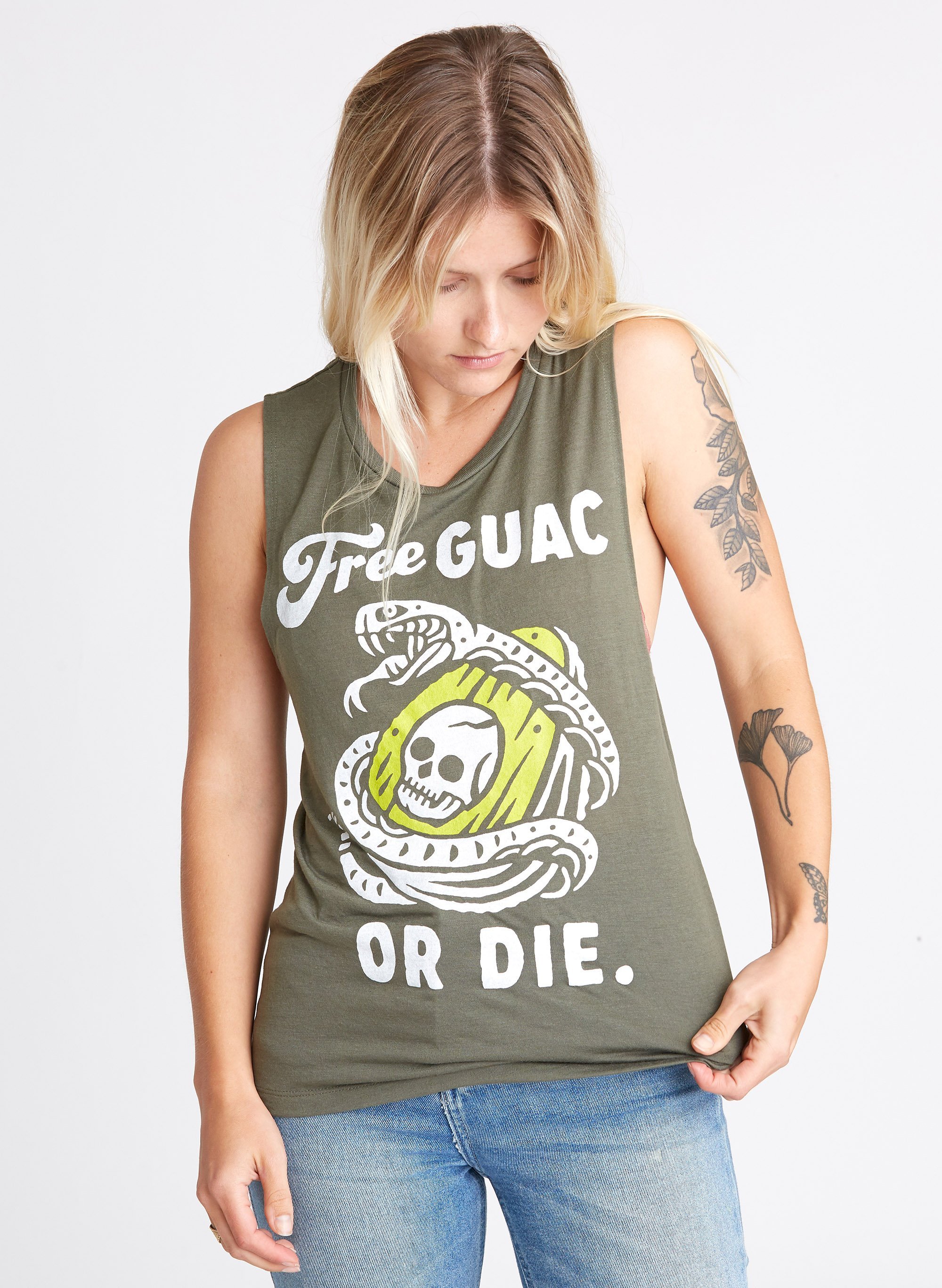 $28.99 FREE GUAC OR DIE MUSCLE TEE