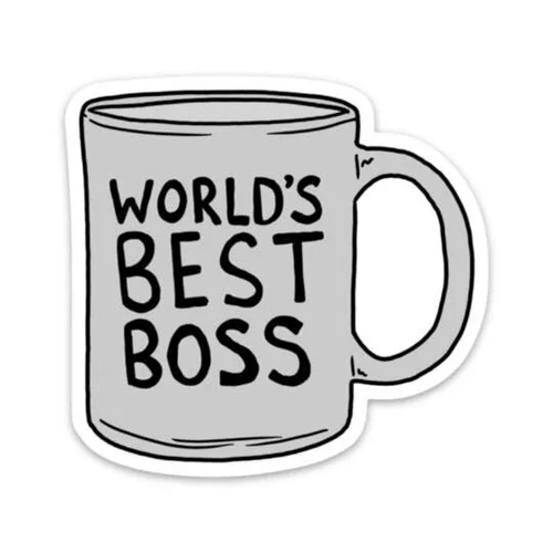 WORLD'S BEST BOSS MUG "THE OFFICE" STICKER  Local Notables Gift Shop