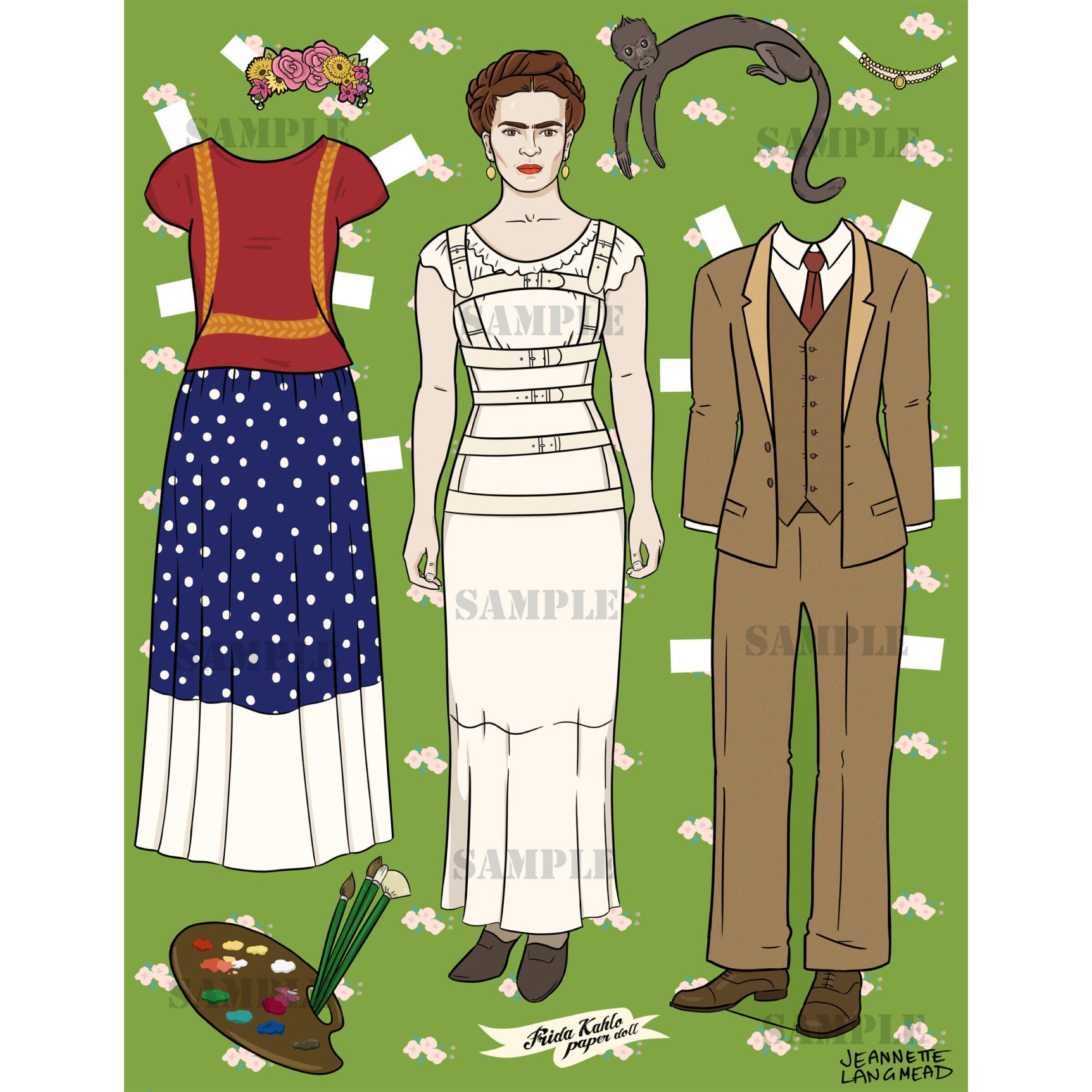 $19.99 FRIDA KAHLO PAPER DOLL ART PRINT