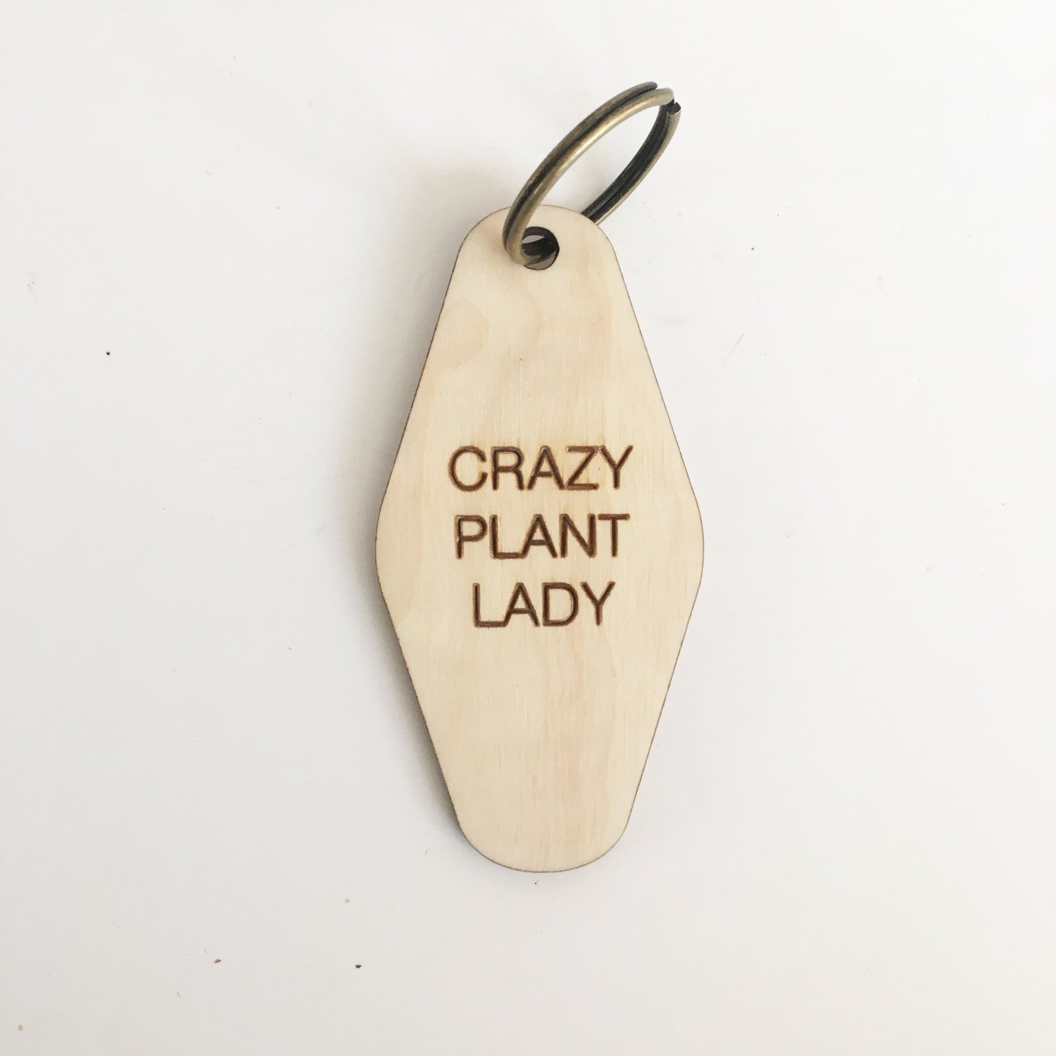 $13.99 CRAZY PLANT LADY WOOD KEY TAG KEYCHAIN