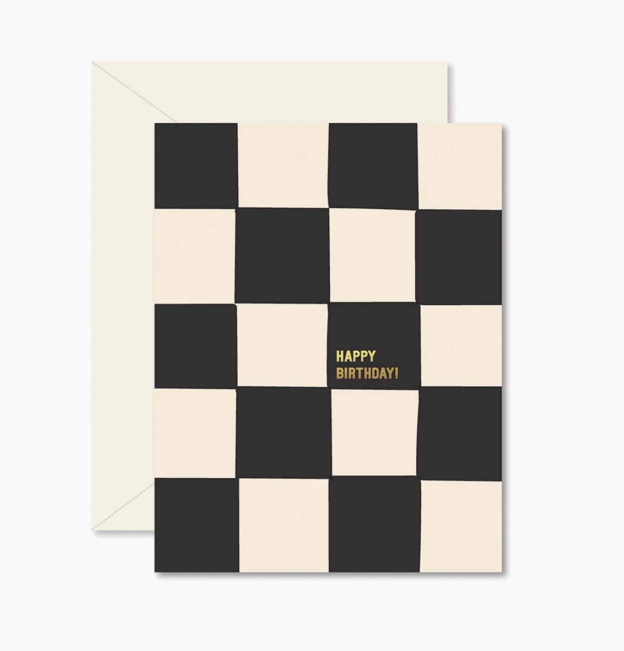 $6.99 CHESSBOARD BLACK AND WHITE GOLD FOIL BIRTHDAY CARD