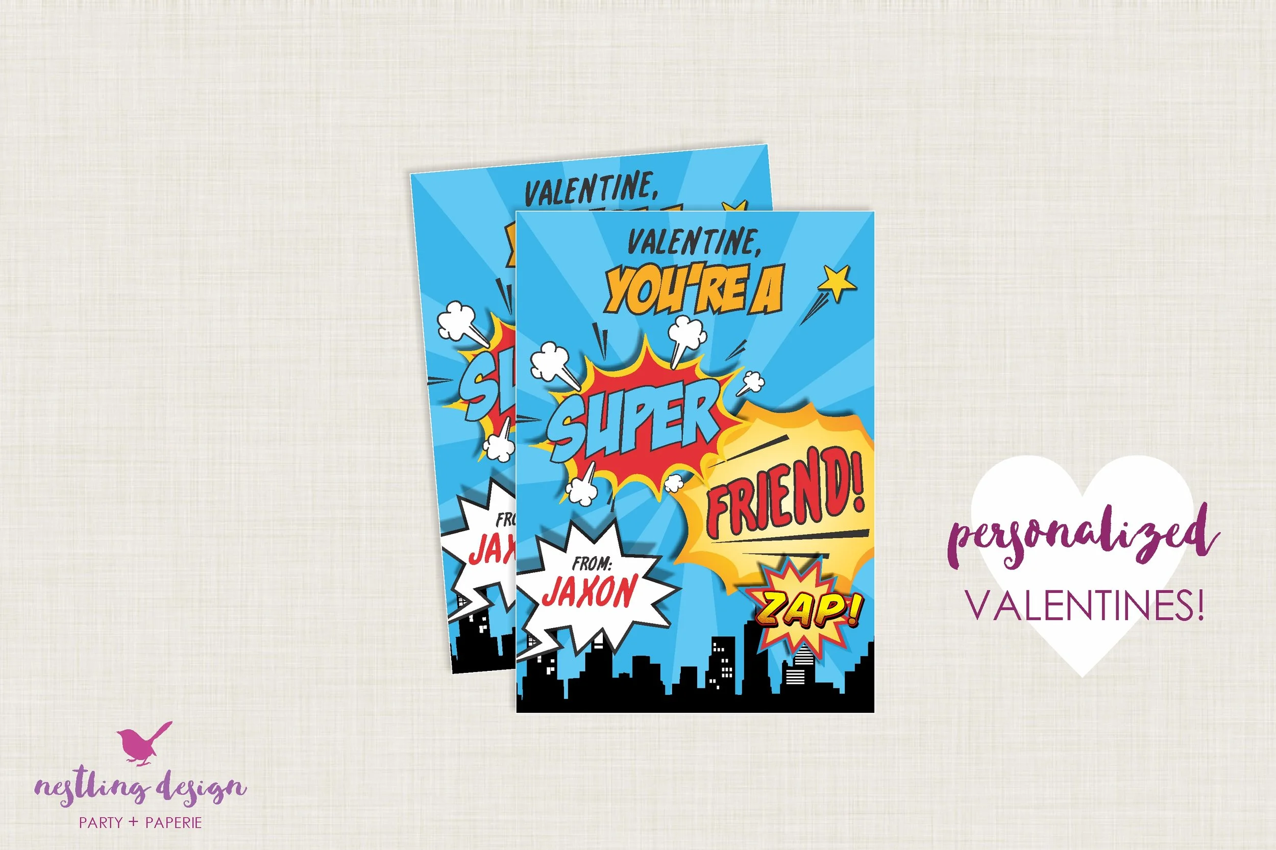 Superhero Valentine / NestlingDesign.com