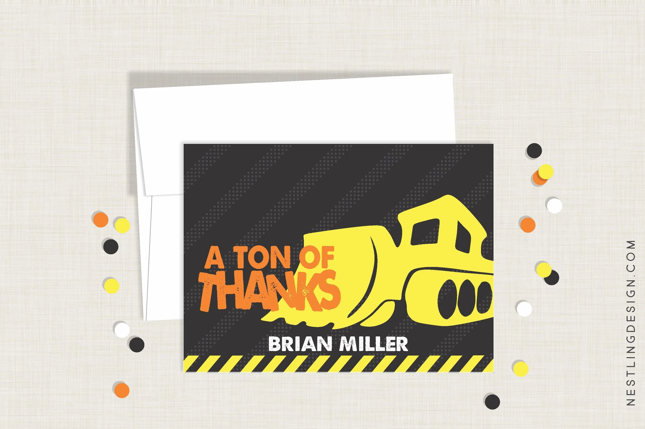 Construction Truck Thank You Cards 