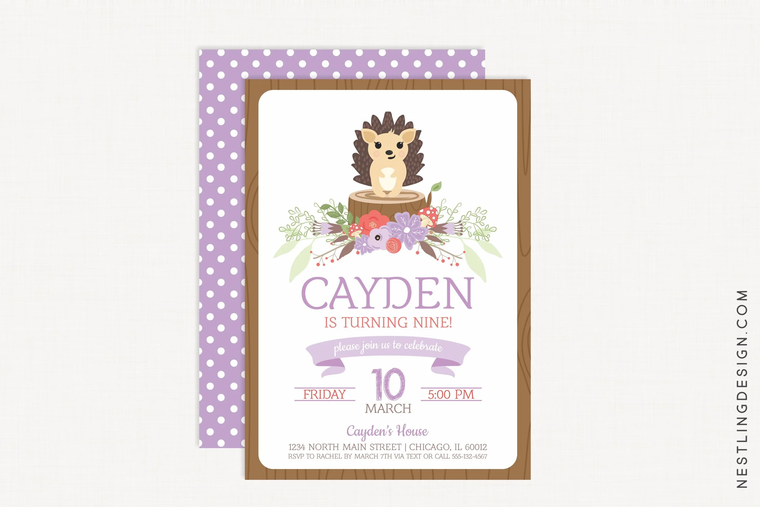 Woodland Hedgehog Invitation