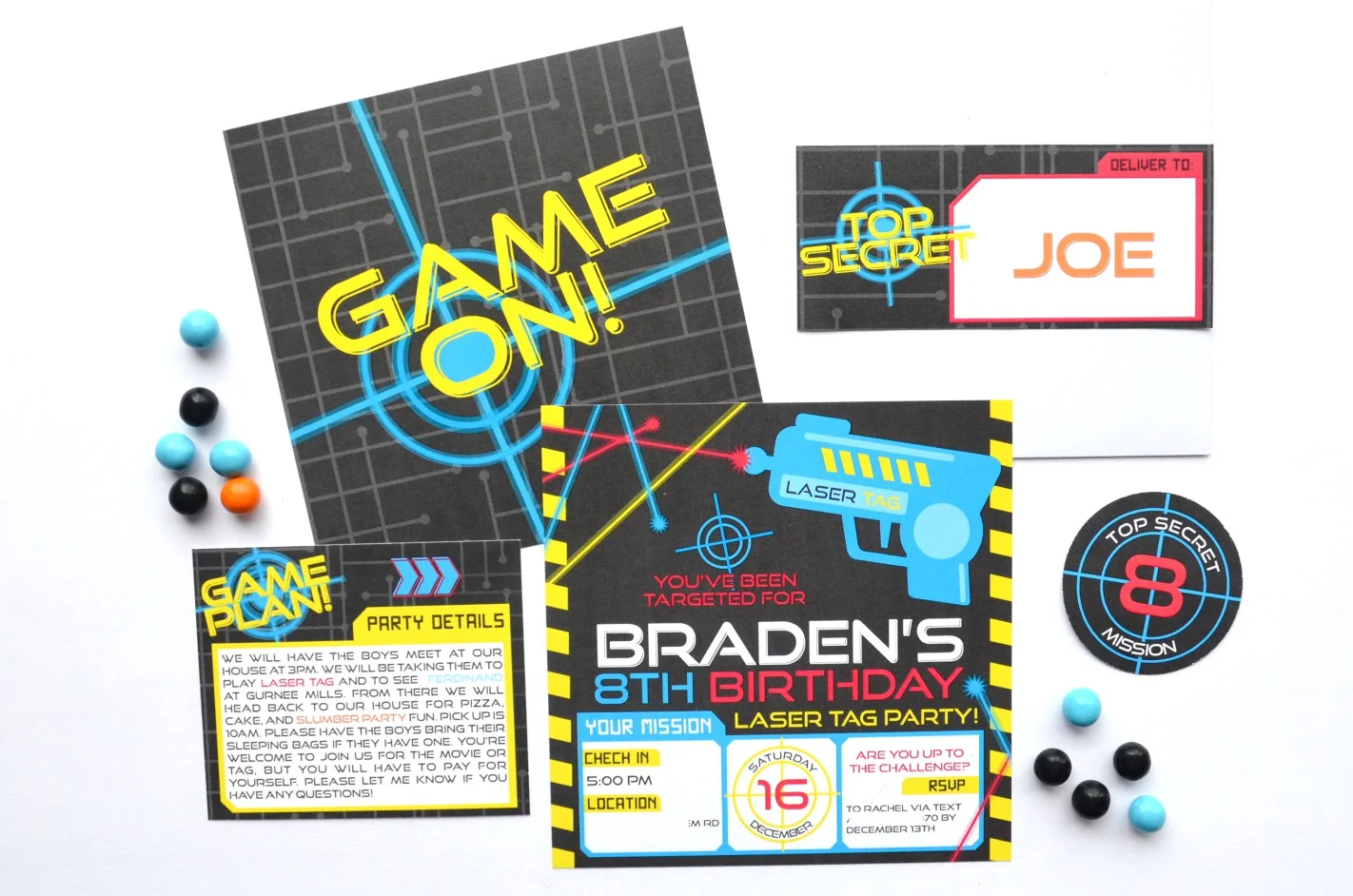 Laser Tag Party Nestling Design