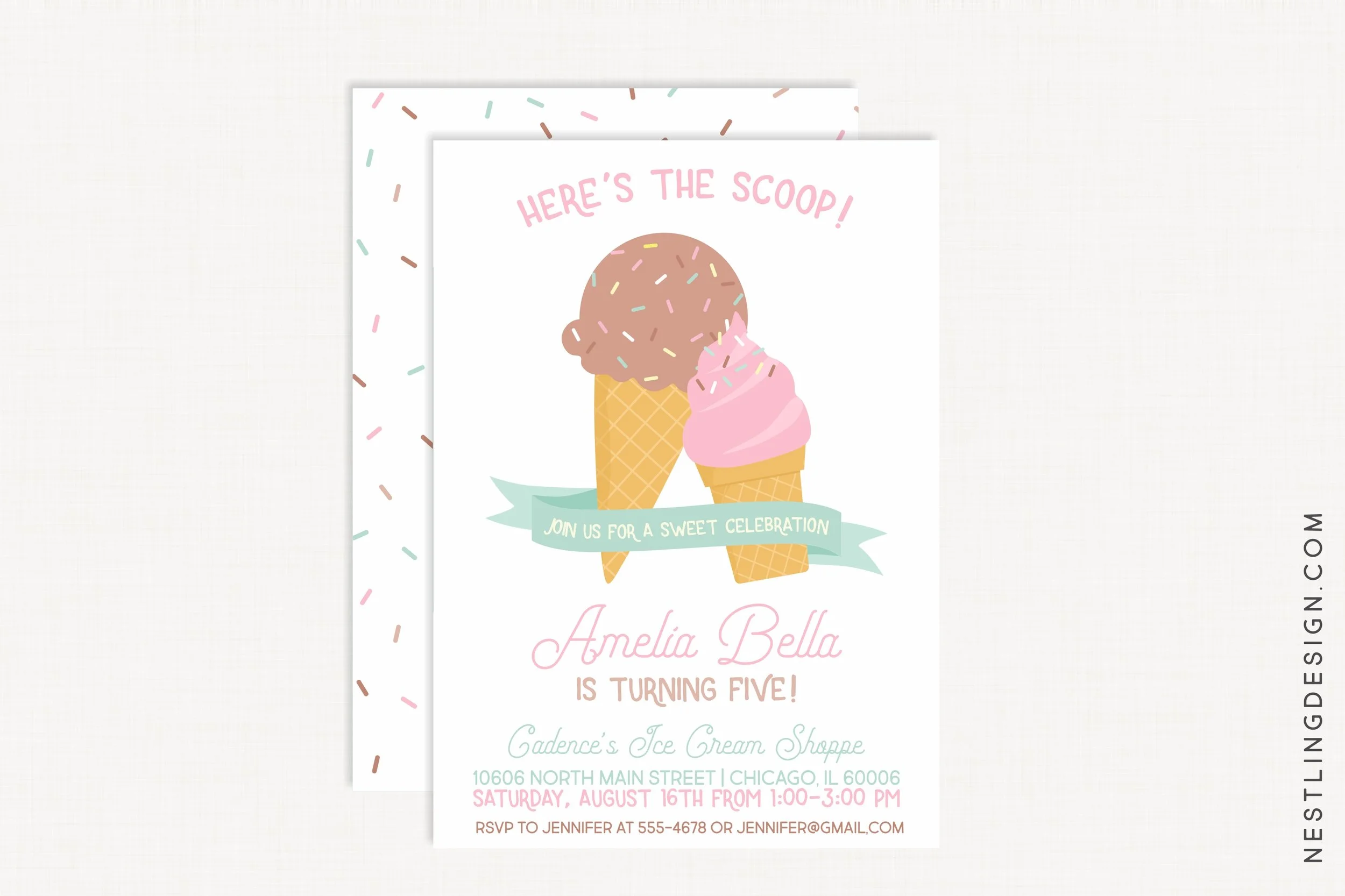 Pastel Ice Cream Invitation Set