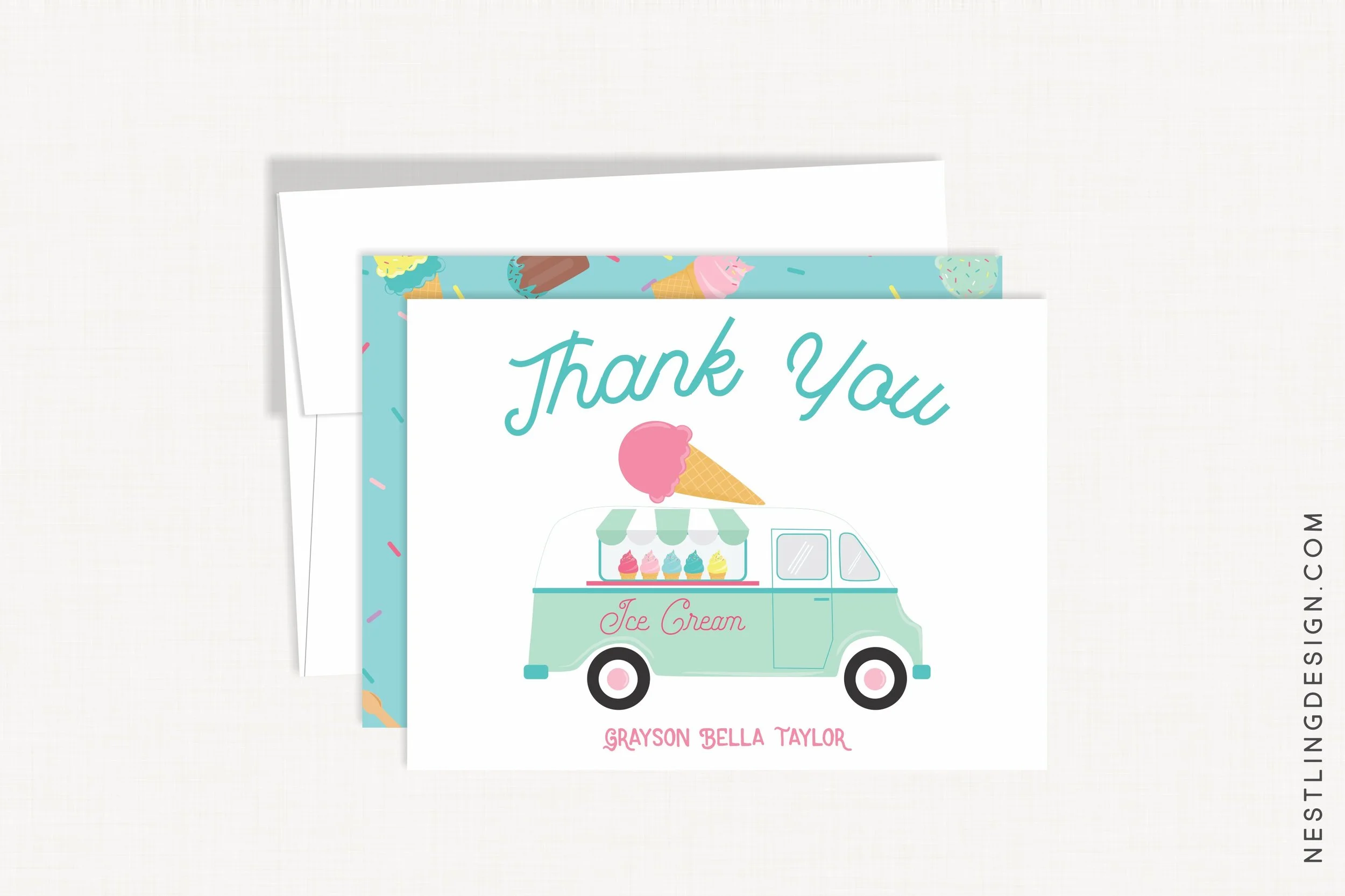 Ice Cream Truck Thank You Cards