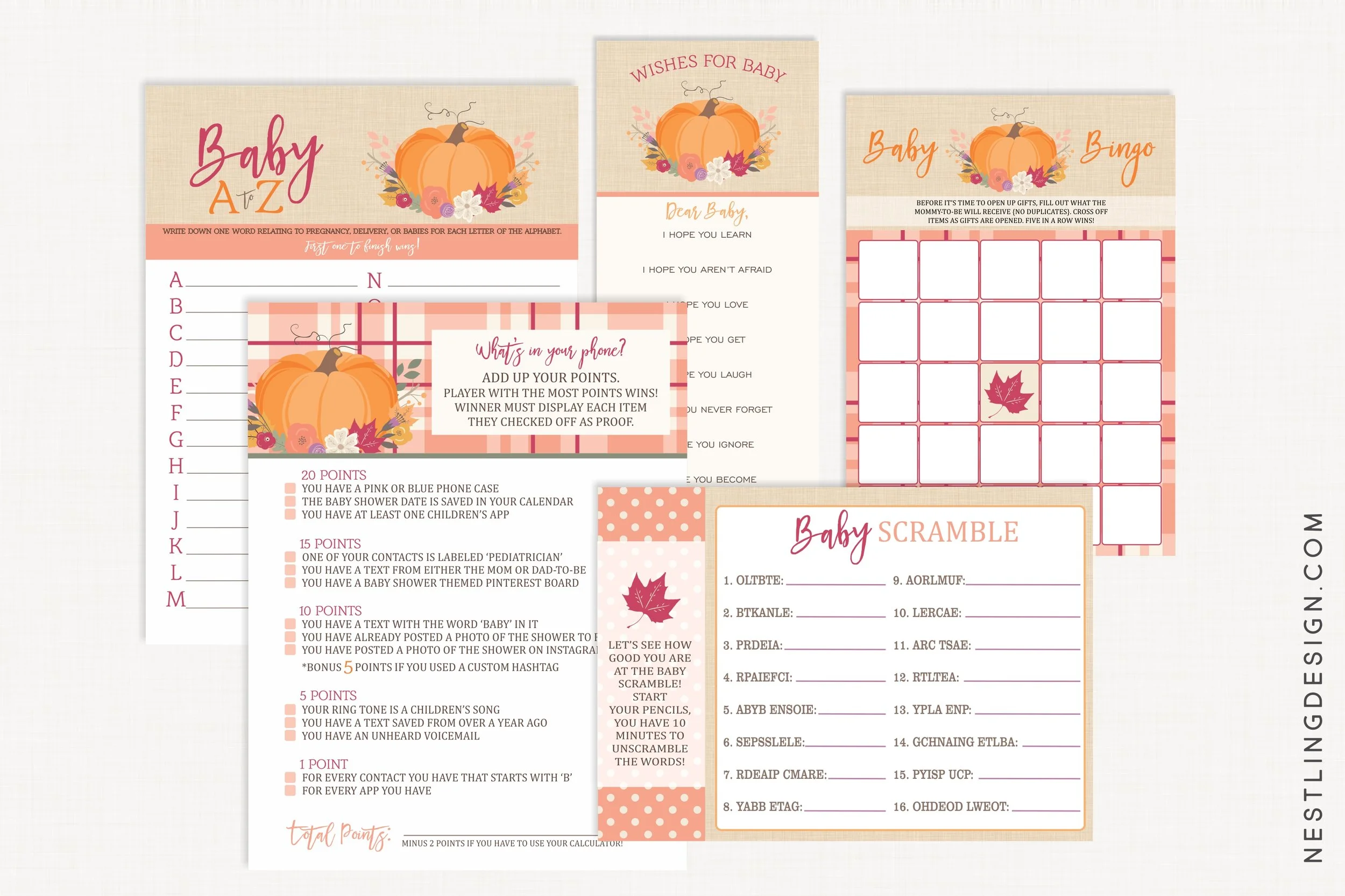 Pumpkin Baby Shower Games {Peach}