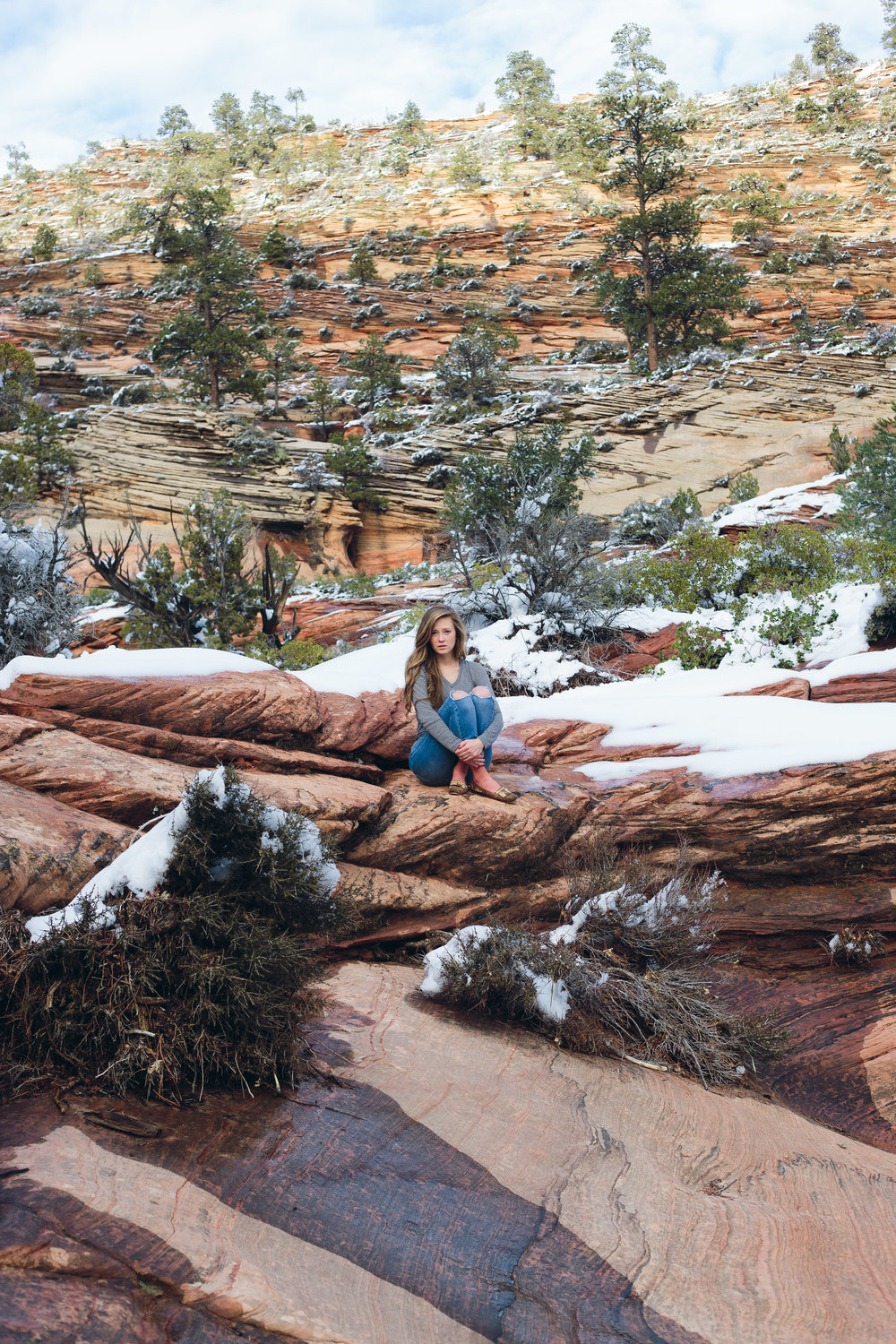 Zion National Park girl model photography winter