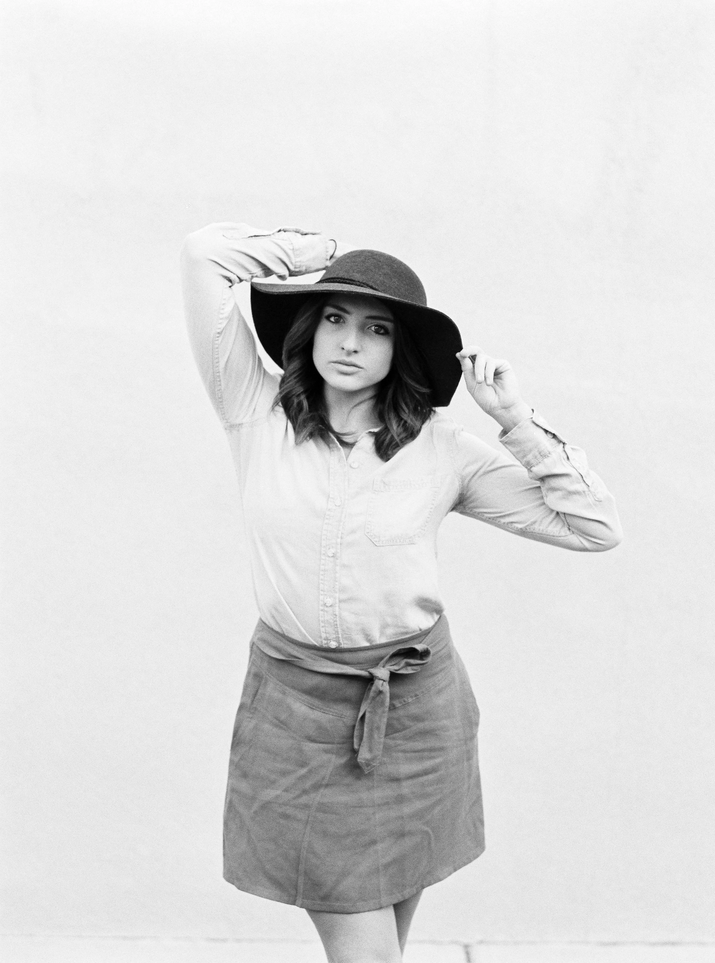 Urban portrait on black and white medium format film Broncia ETR Ilford HP5